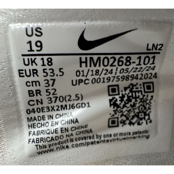 Nike Air Zoom GT Hustle 3 TB Promo Size 19 White Black Sneakers Basketball New - Picture 8 of 10